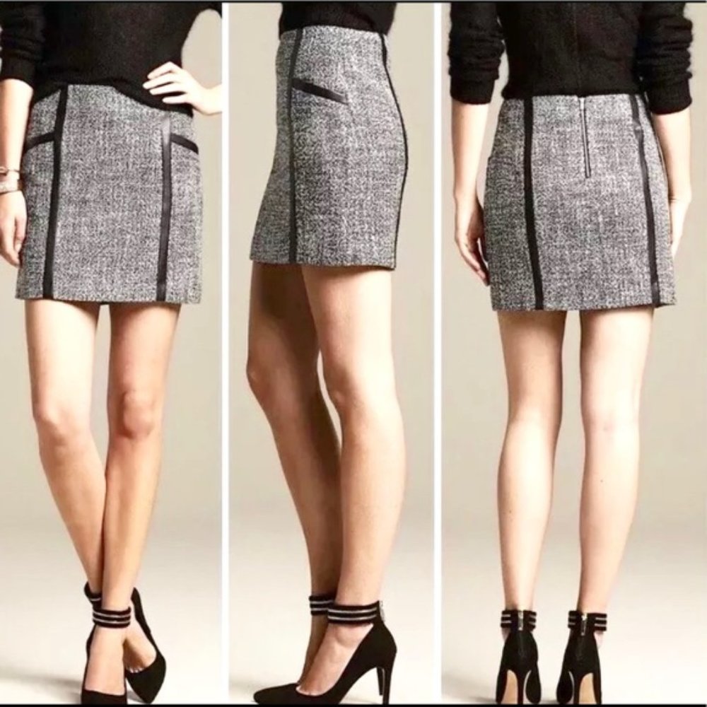 Banana Republic black and white tweed skirt -4